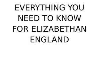 Elizabethan England Summary Sheet