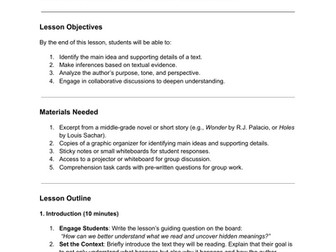 Comprehensive Middle School English Resource: Reading Comprehension & Analytical Skills Toolkit