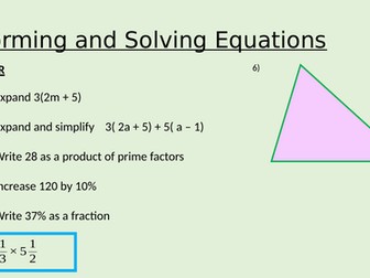 Forming and Solving Equations