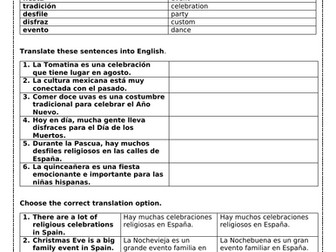 GCSE Spanish: Customs, Festivals and Celebrations