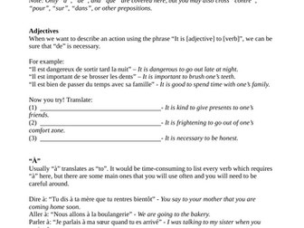 Verbs and Prepositions Worksheet