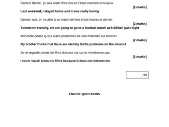 NEW GCSE - Reading Assessment (Media/Technology & Sports/hobbies)