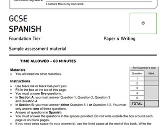 New GCSE AQA  past paper Spanish + revision