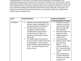 Paula Meehan Essay Plan