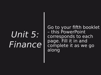 OCR GCSE Business Unit 5 - Finance