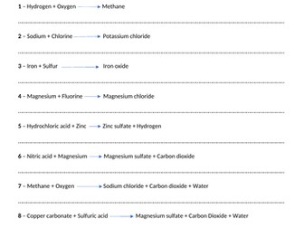 Word Equations Practice Questions (with answers)