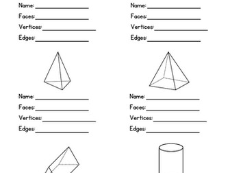 Properties of 3D shapes worksheet