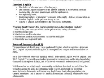 A Level English Language Non-Standard Language Notes