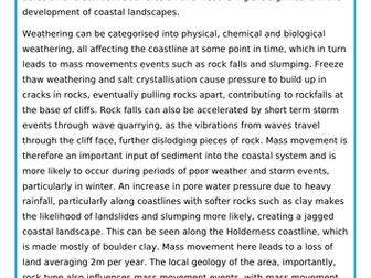 Erosion and Weathering 20mk model answer