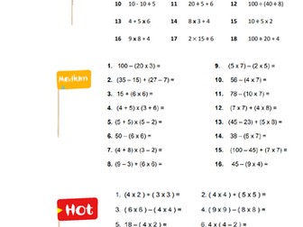 BODMAS Worksheet - Nando's levels