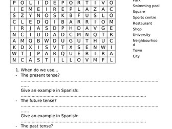 Plans in town three tenses cover booklet