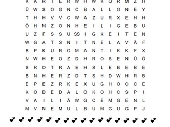 Valentines Day German Word Search