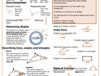 Lines and Angles Knowledge Organiser