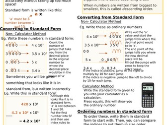 Standard Form Knowledge Organiser