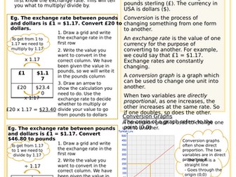 Currency Conversion Knowledge Organiser