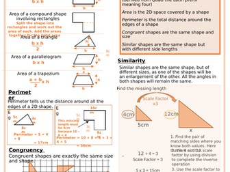 Congruence and Similarity Knowledge Organiser