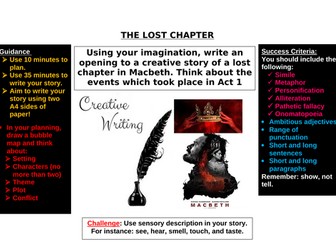 GCSE Macbeth creative writing challenge!