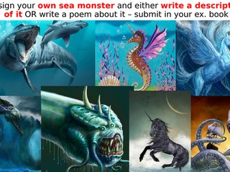 Create a sea monsters homework sheet