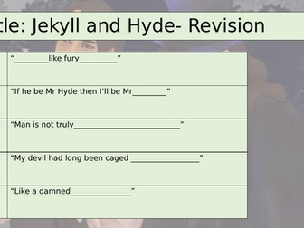 Jekyll and Hyde- Plot and Quotation Revision
