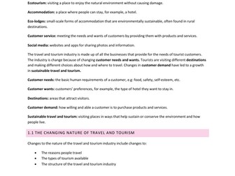 Travel and Tourism AS Level Chapter 1.1 Summary
