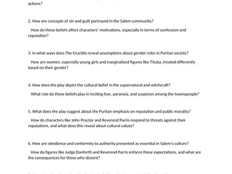 Culture and Belief in Miller's play, The Crucible