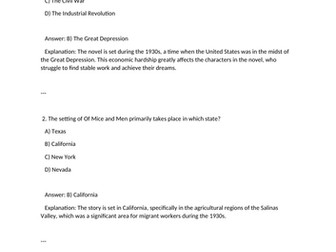 Of Mice and Men, Steinbeck - Context Questions