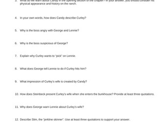 Of Mice and Men, Chapter 2 questions with answers and explanations.