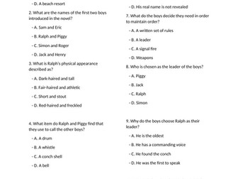 Lord of the Flies Chapter 1 Comprehension Multiple Choice