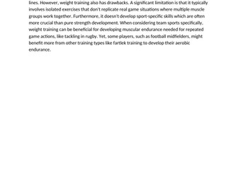 AQA GCSE PE model answer A03, 5 marks