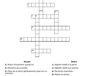 La prison A Level crossword starter or plenary