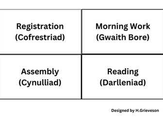 English-Welsh Classroom Schedule cards