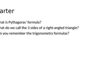 Trigonometry and Pythagoras Recap