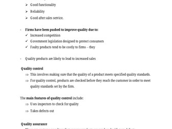 IGCSE - Business: Quality