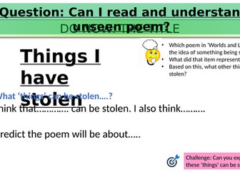 Unseen Poem - Things I have stolen