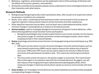 CIE Alevel Psychology Biological Approach Notes