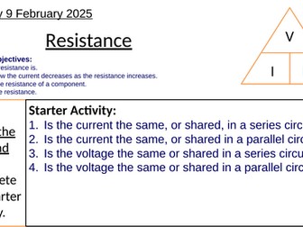 GCSE Physics Resistance & V = IR: Complete Lesson