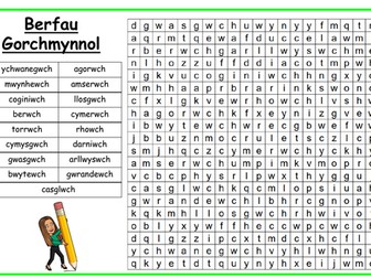 Chwileiriau Cymraeg - Welsh Wordsearches