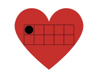 Tens frame in hearts