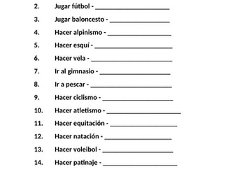 Spanish vocab and grammar worksheet/test