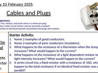 GCSE Physics Cables, Plugs and Electrical Safety: Complete Lesson