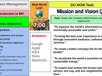 IB Business Management: 1.3 Business Objectives