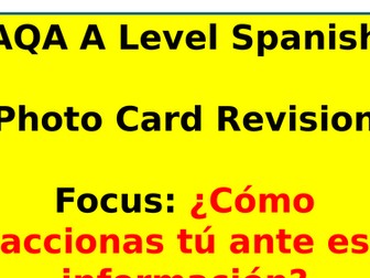 A Level Spanish Photo Card Preparation