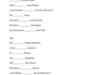 Verbs ‘haben’/’sein’ (one page)