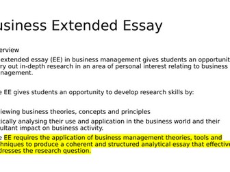 IB Business Management advice Extended Essay