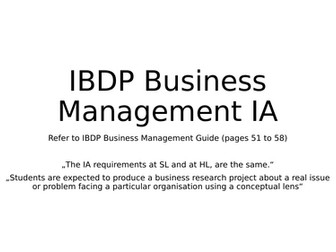 Business Management IBDP advice on IA