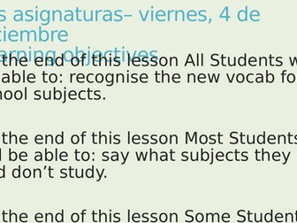 Spanish school subjects