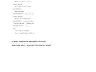 Macbeth GCSE Questions - extract and wider