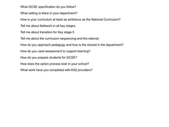 Ofsted Geography Deep Dive Questions