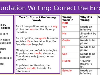 GCSE Spanish F Writing Worksheet