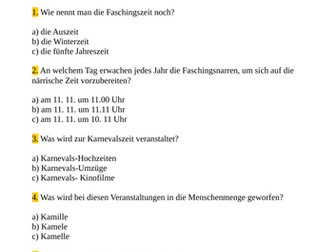 Faschings-/Karnevals - Quiz
